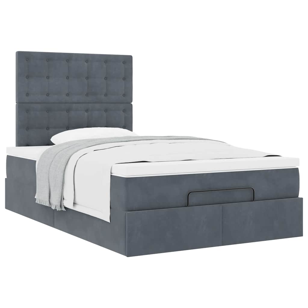 Ottoman bed met matrassen 120x190cm fluweel donkergrijs is nu te koop bij PeponiXL, paradijselijk wonen!