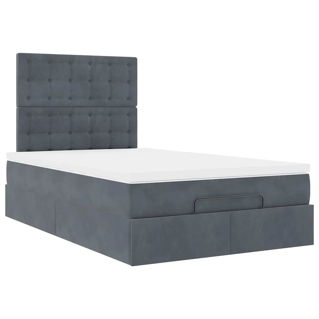 Ottoman bed met matrassen 120x190cm fluweel donkergrijs is nu te koop bij PeponiXL, paradijselijk wonen!