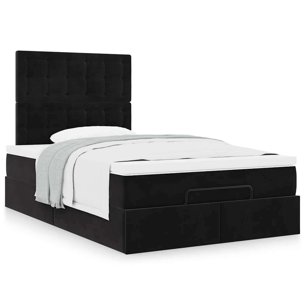 Ottoman bed met matrassen 120x190cm fluweel zwart is nu te koop bij PeponiXL, paradijselijk wonen!