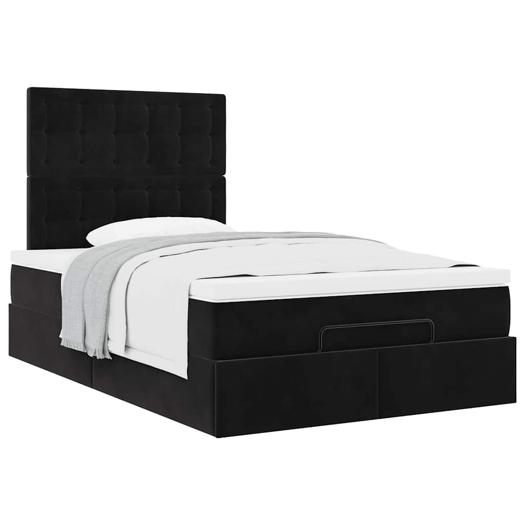 Ottoman bed met matrassen 120x190cm fluweel zwart is nu te koop bij PeponiXL, paradijselijk wonen!