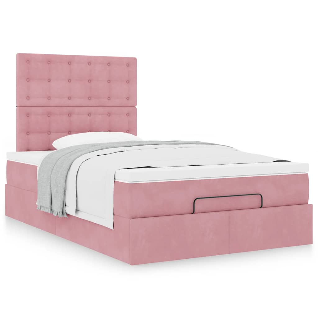 Ottoman bed met matrassen 120x190cm fluweel roze is nu te koop bij PeponiXL, paradijselijk wonen!