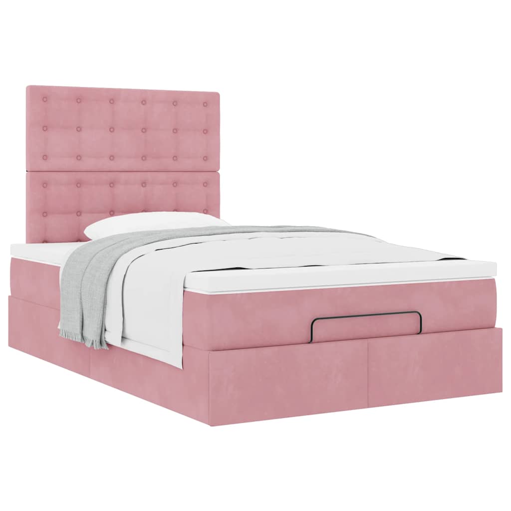 Ottoman bed met matrassen 120x190cm fluweel roze is nu te koop bij PeponiXL, paradijselijk wonen!