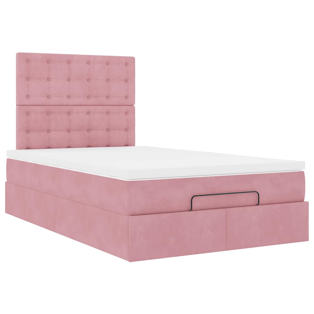 Ottoman bed met matrassen 120x190cm fluweel roze is nu te koop bij PeponiXL, paradijselijk wonen!