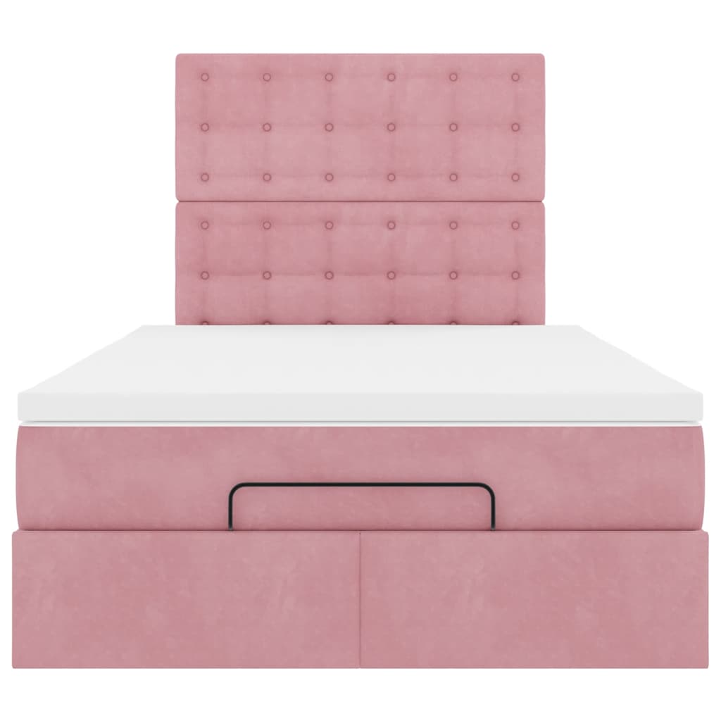 Ottoman bed met matrassen 120x190cm fluweel roze is nu te koop bij PeponiXL, paradijselijk wonen!