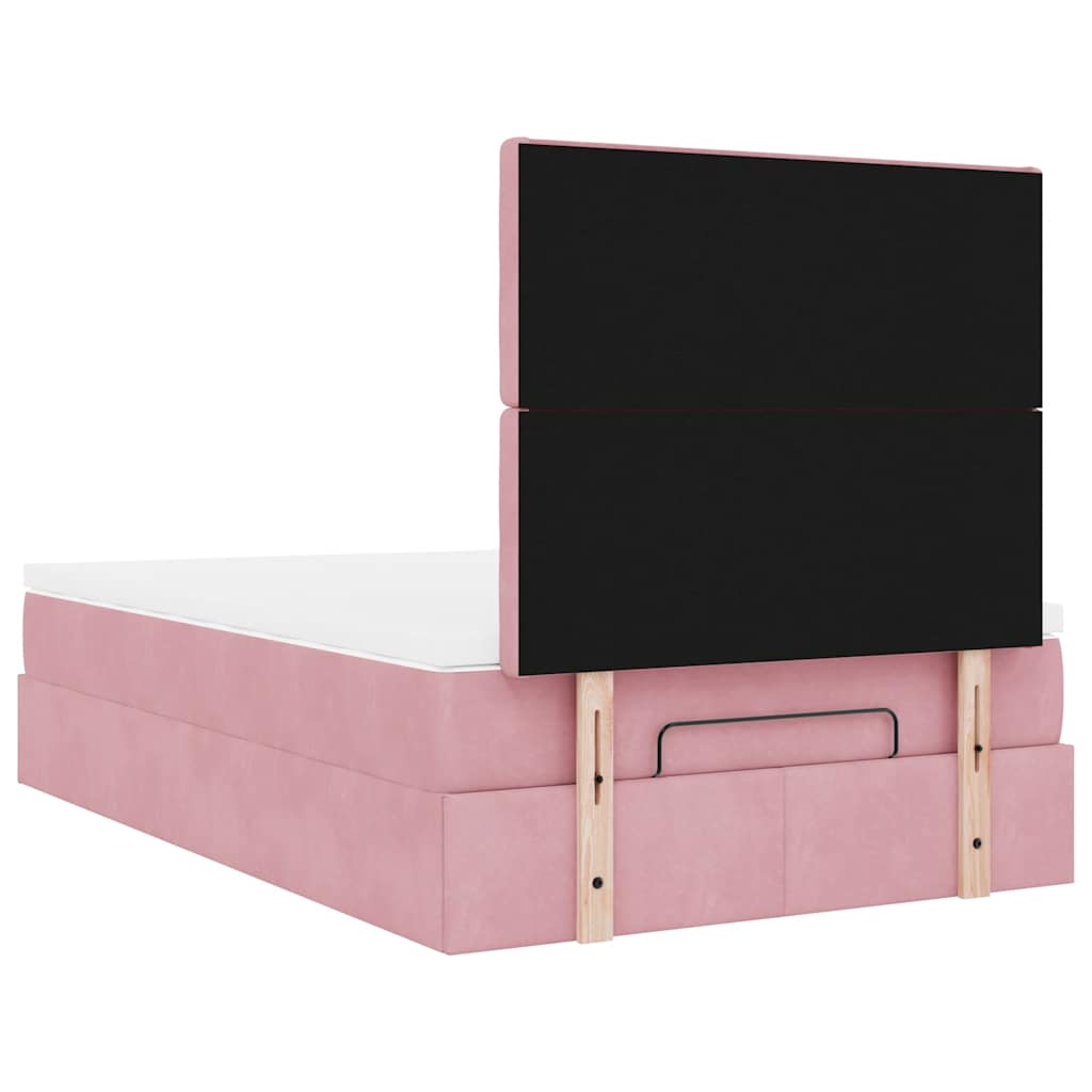 Ottoman bed met matrassen 120x190cm fluweel roze is nu te koop bij PeponiXL, paradijselijk wonen!