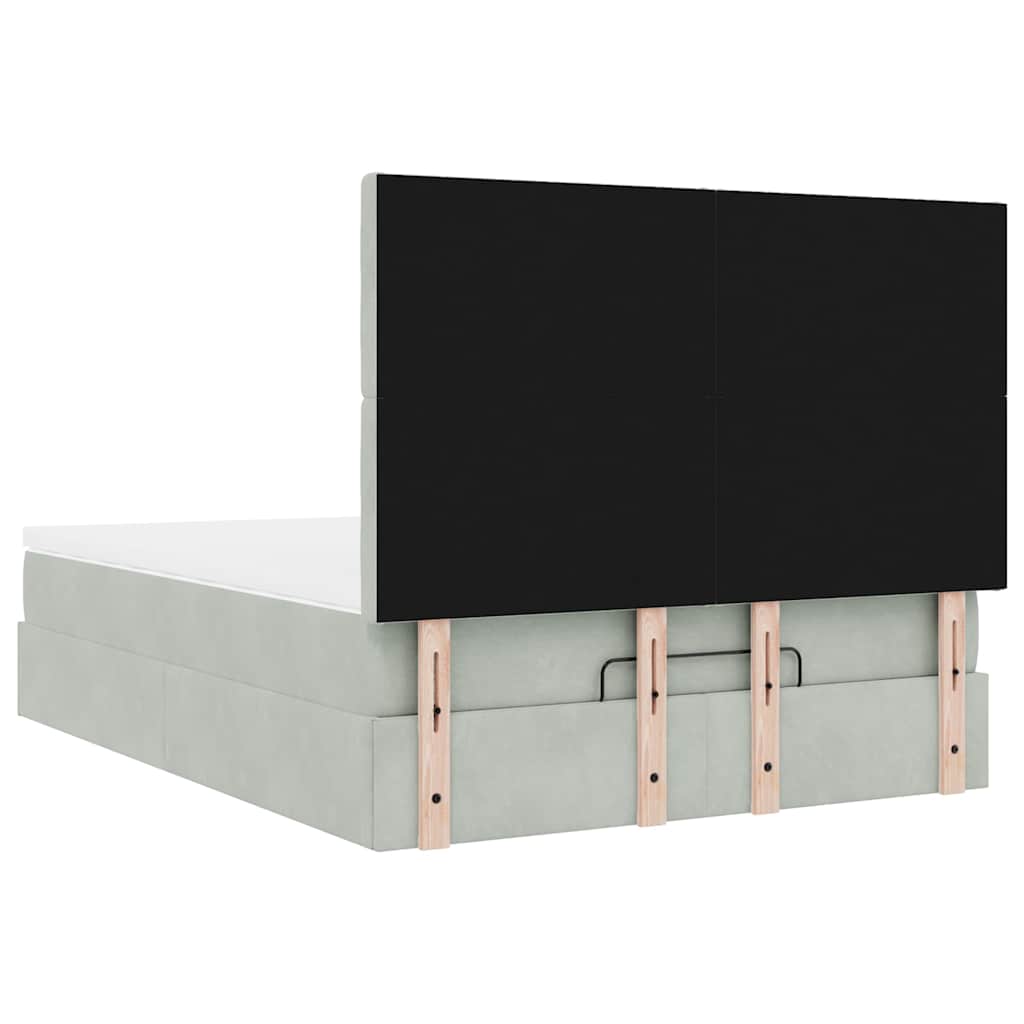 Ottoman bed met matrassen 140x190cm fluweel lichtgrijs is nu te koop bij PeponiXL, paradijselijk wonen!
