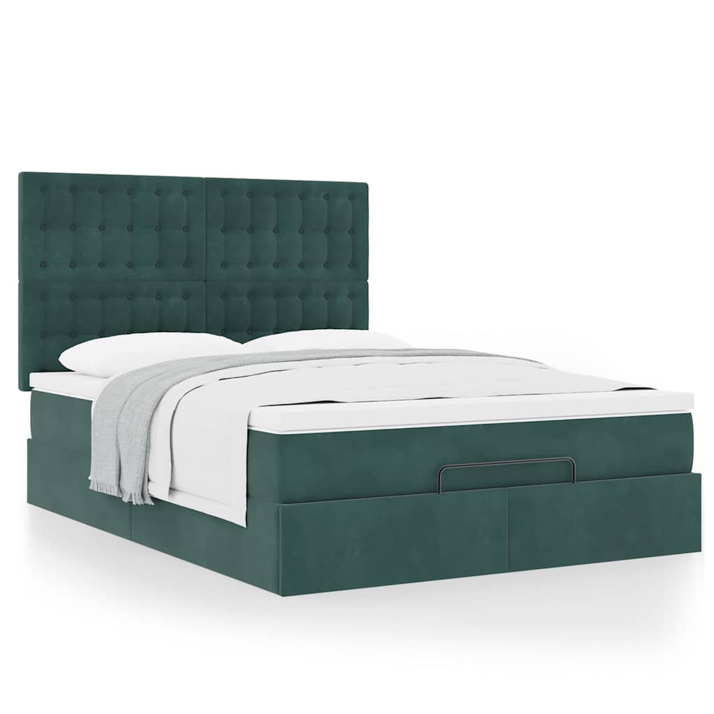 Ottoman bed met matrassen 140x190cm fluweel donkergroen is nu te koop bij PeponiXL, paradijselijk wonen!