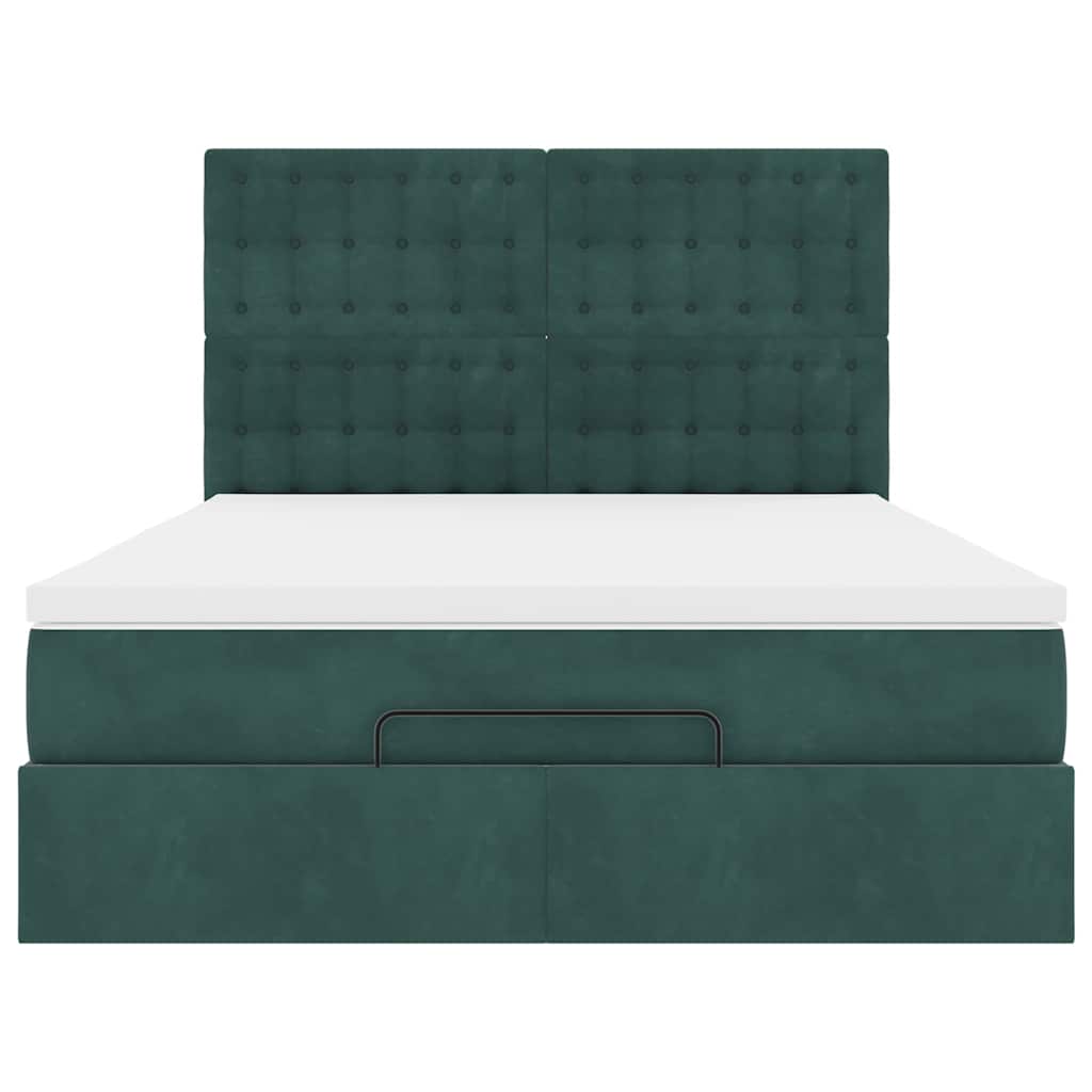 Ottoman bed met matrassen 140x190cm fluweel donkergroen is nu te koop bij PeponiXL, paradijselijk wonen!