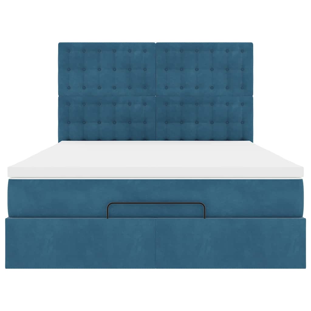 Ottoman bed met matrassen 140x190cm fluweel donkerblauw is nu te koop bij PeponiXL, paradijselijk wonen!
