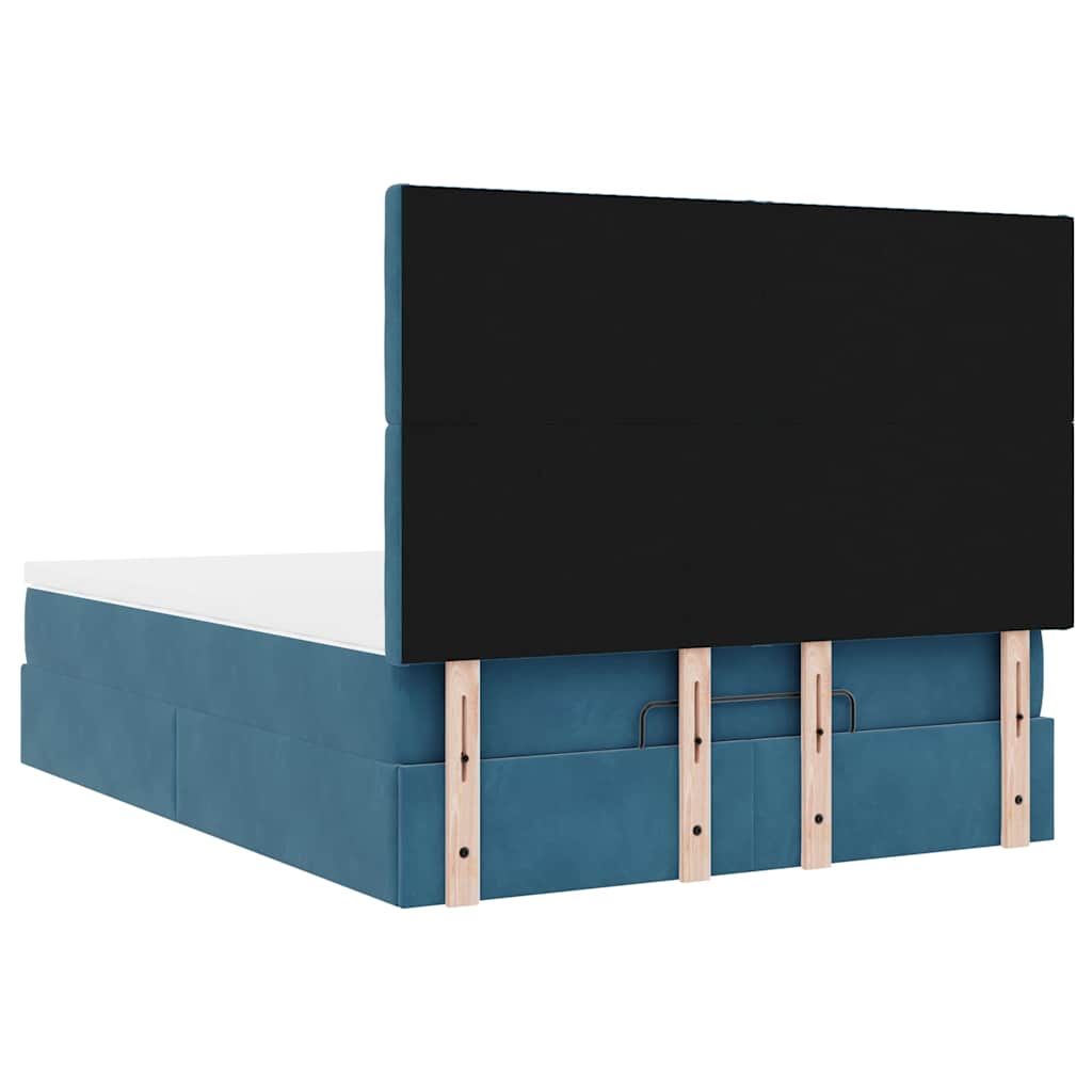 Ottoman bed met matrassen 140x190cm fluweel donkerblauw is nu te koop bij PeponiXL, paradijselijk wonen!