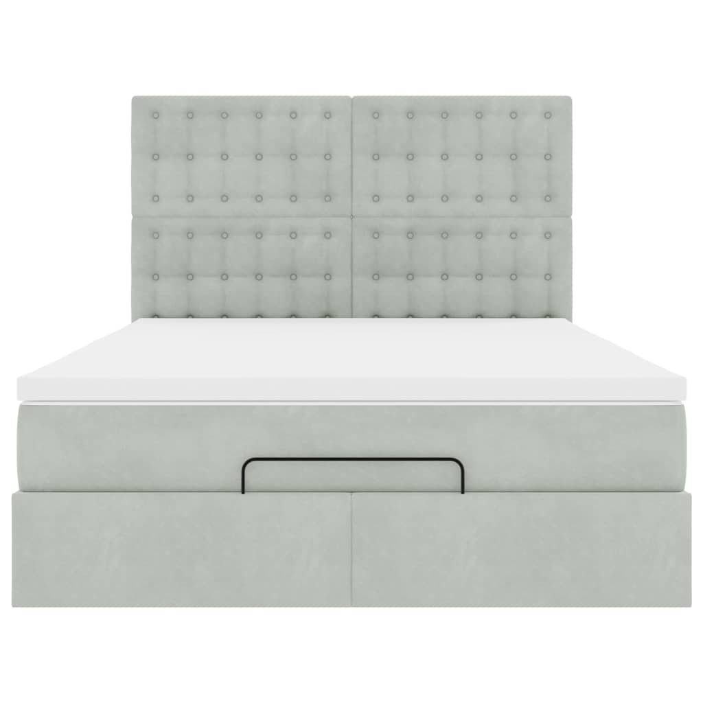 Ottoman bed met matrassen 140x200cm fluweel lichtgrijs is nu te koop bij PeponiXL, paradijselijk wonen!