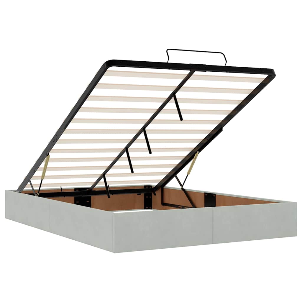 Ottoman bed met matrassen 140x200cm fluweel lichtgrijs is nu te koop bij PeponiXL, paradijselijk wonen!
