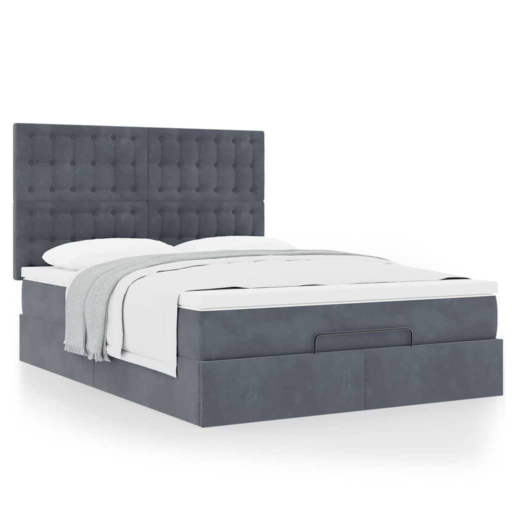 Ottoman bed met matrassen 140x200cm fluweel donkergrijs is nu te koop bij PeponiXL, paradijselijk wonen!