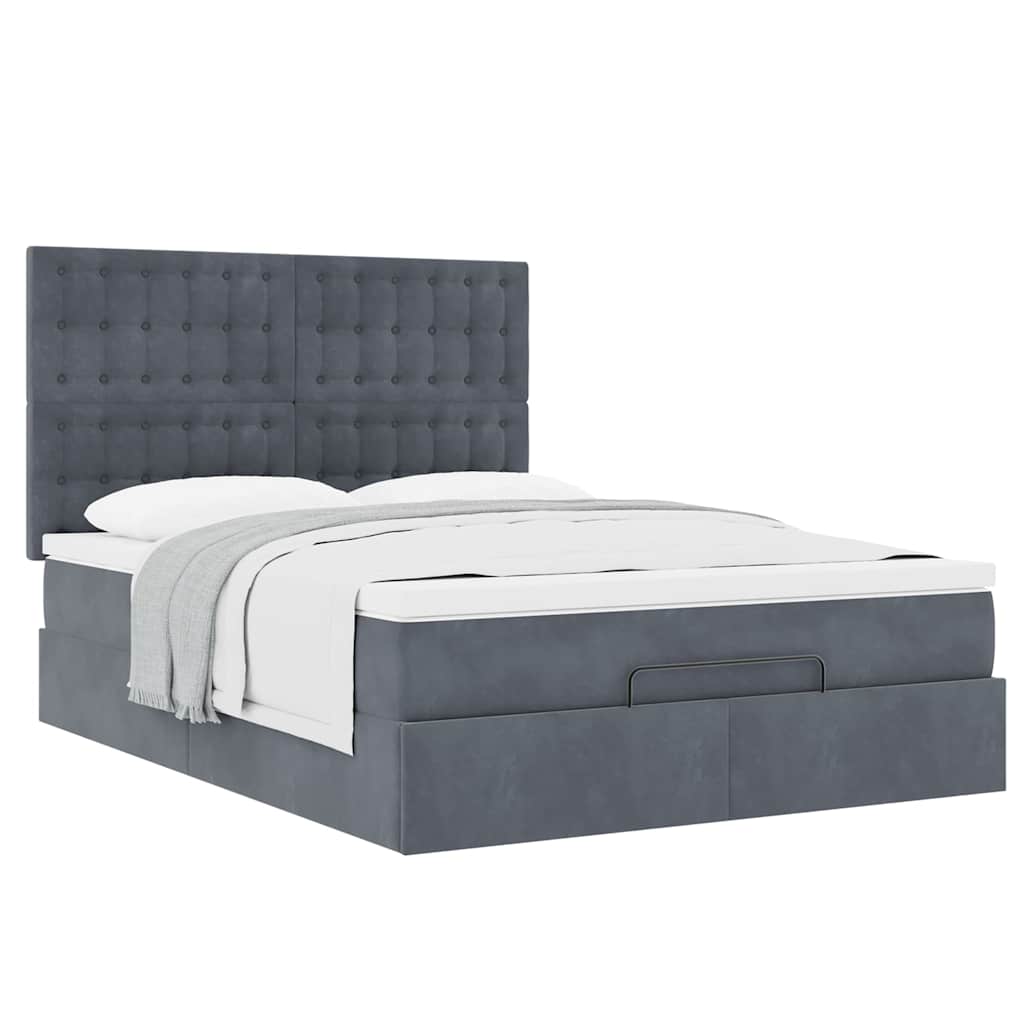 Ottoman bed met matrassen 140x200cm fluweel donkergrijs is nu te koop bij PeponiXL, paradijselijk wonen!