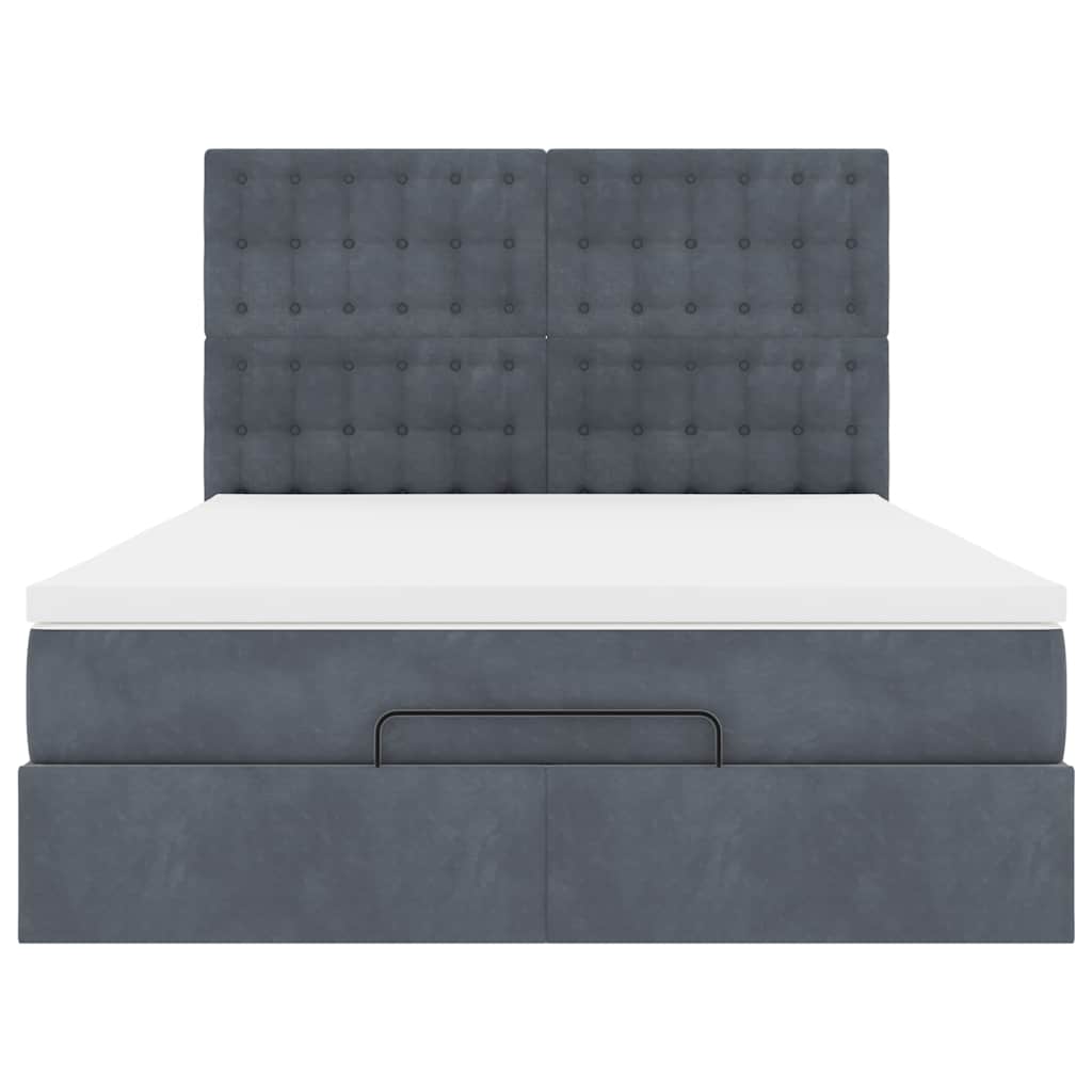 Ottoman bed met matrassen 140x200cm fluweel donkergrijs is nu te koop bij PeponiXL, paradijselijk wonen!