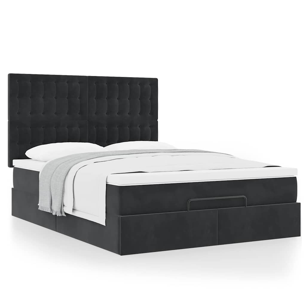 Ottoman bed met matrassen 140x200cm fluweel zwart is nu te koop bij PeponiXL, paradijselijk wonen!