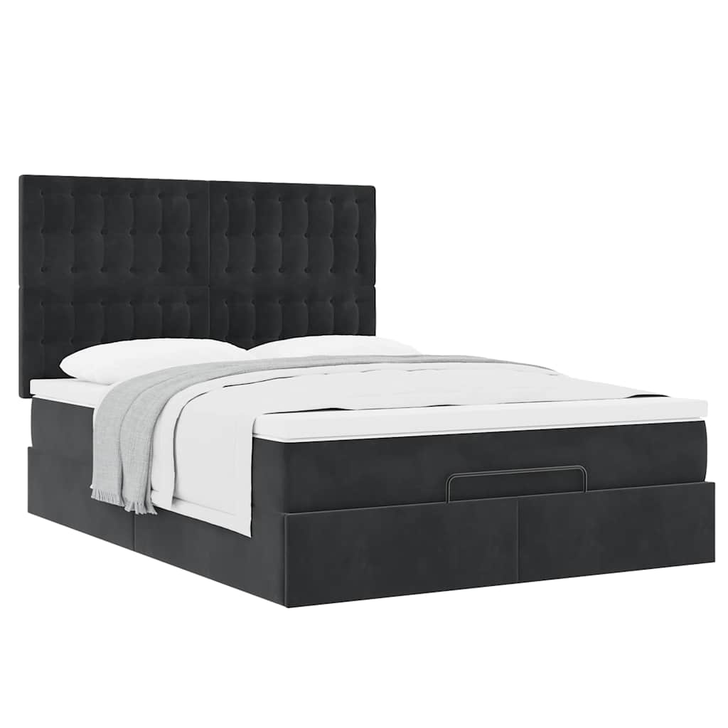 Ottoman bed met matrassen 140x200cm fluweel zwart is nu te koop bij PeponiXL, paradijselijk wonen!