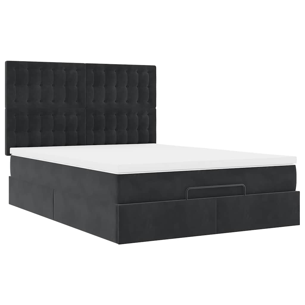 Ottoman bed met matrassen 140x200cm fluweel zwart is nu te koop bij PeponiXL, paradijselijk wonen!