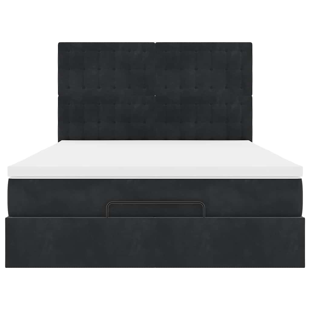 Ottoman bed met matrassen 140x200cm fluweel zwart is nu te koop bij PeponiXL, paradijselijk wonen!