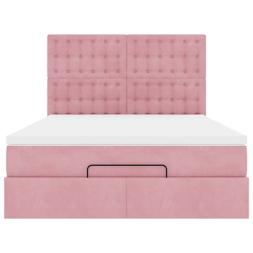 Ottoman bed met matrassen 140x200cm fluweel roze is nu te koop bij PeponiXL, paradijselijk wonen!