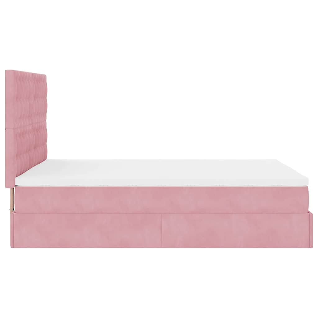 Ottoman bed met matrassen 140x200cm fluweel roze is nu te koop bij PeponiXL, paradijselijk wonen!