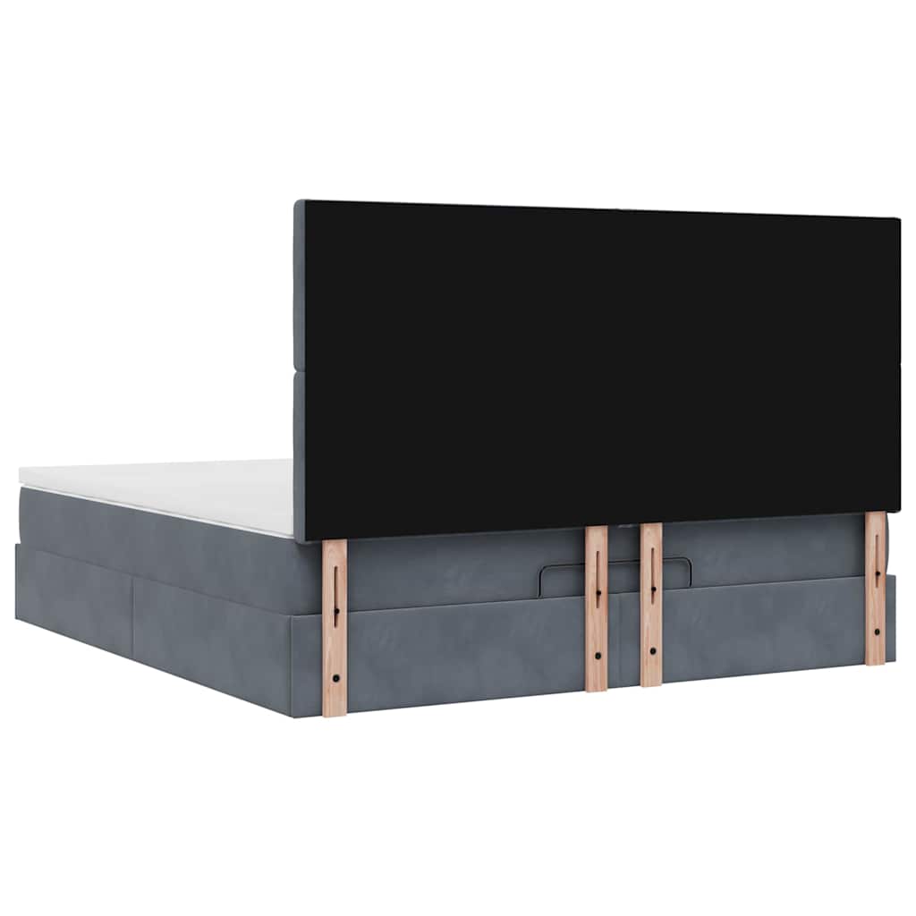 Ottoman bed met matrassen 160x200cm fluweel donkergrijs is nu te koop bij PeponiXL, paradijselijk wonen!