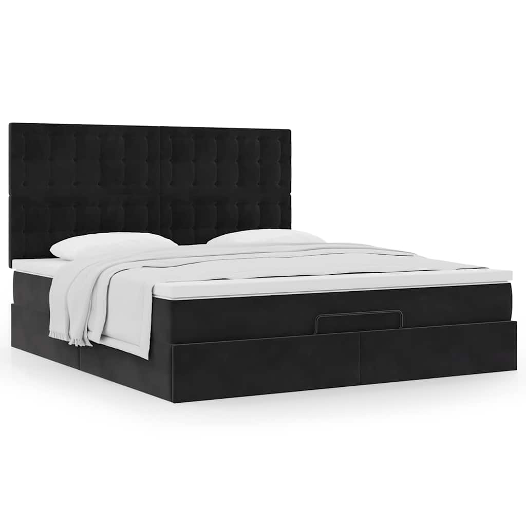 Ottoman bed met matrassen 160x200cm fluweel zwart is nu te koop bij PeponiXL, paradijselijk wonen!