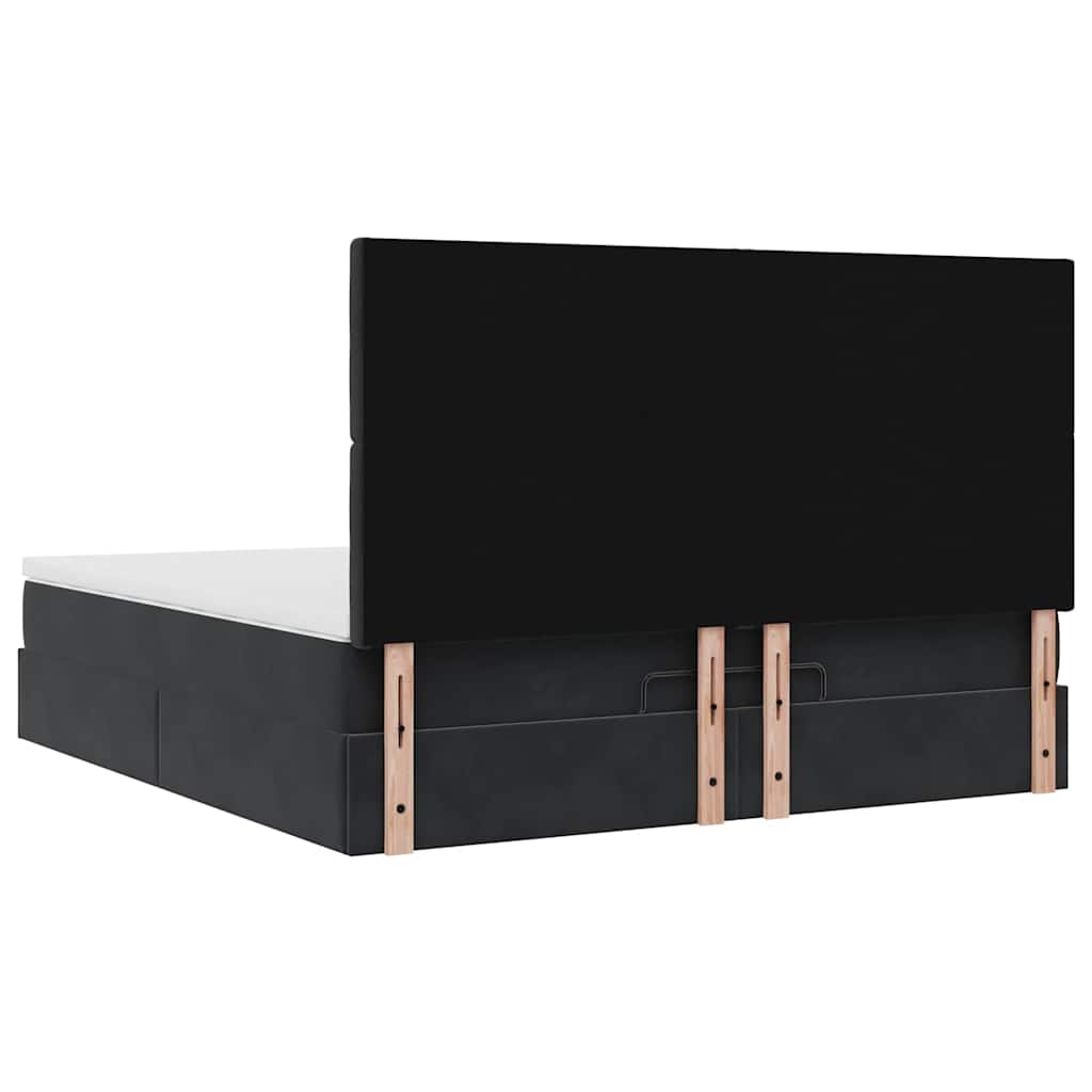 Ottoman bed met matrassen 160x200cm fluweel zwart is nu te koop bij PeponiXL, paradijselijk wonen!