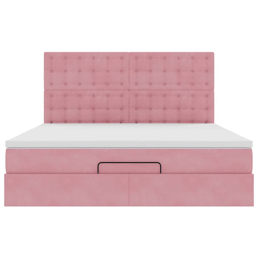 Ottoman bed met matrassen 160x200cm fluweel roze is nu te koop bij PeponiXL, paradijselijk wonen!
