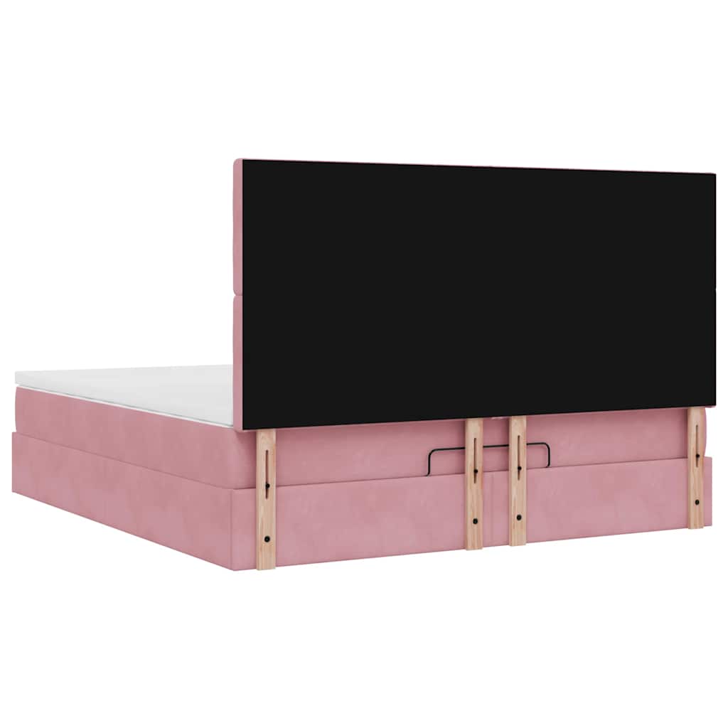 Ottoman bed met matrassen 160x200cm fluweel roze is nu te koop bij PeponiXL, paradijselijk wonen!