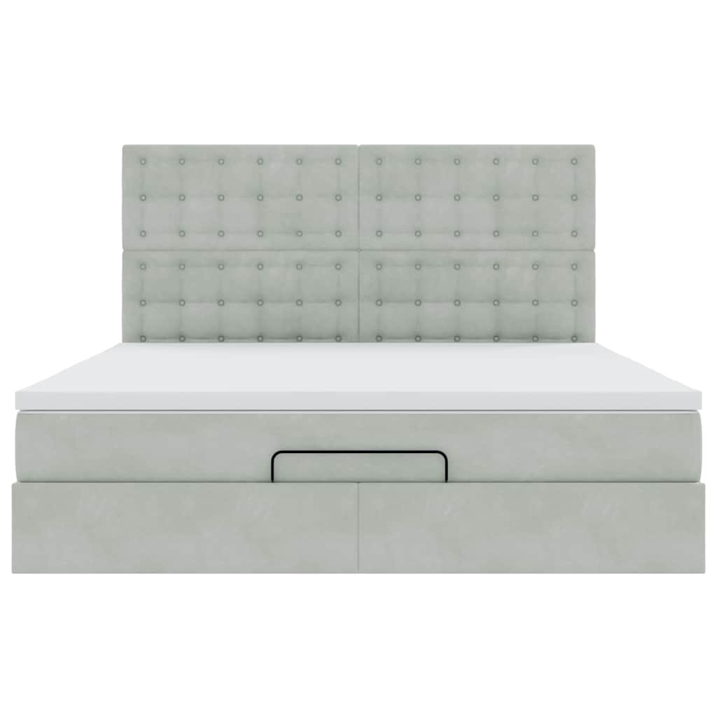 Ottoman bed met matrassen 180x200cm fluweel lichtgrijs is nu te koop bij PeponiXL, paradijselijk wonen!
