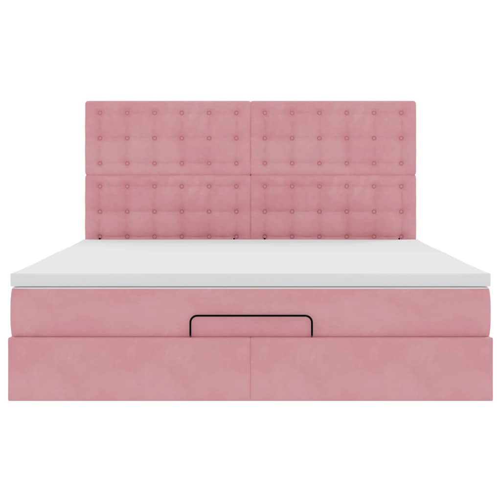 Ottoman bed met matrassen 180x200cm fluweel roze is nu te koop bij PeponiXL, paradijselijk wonen!
