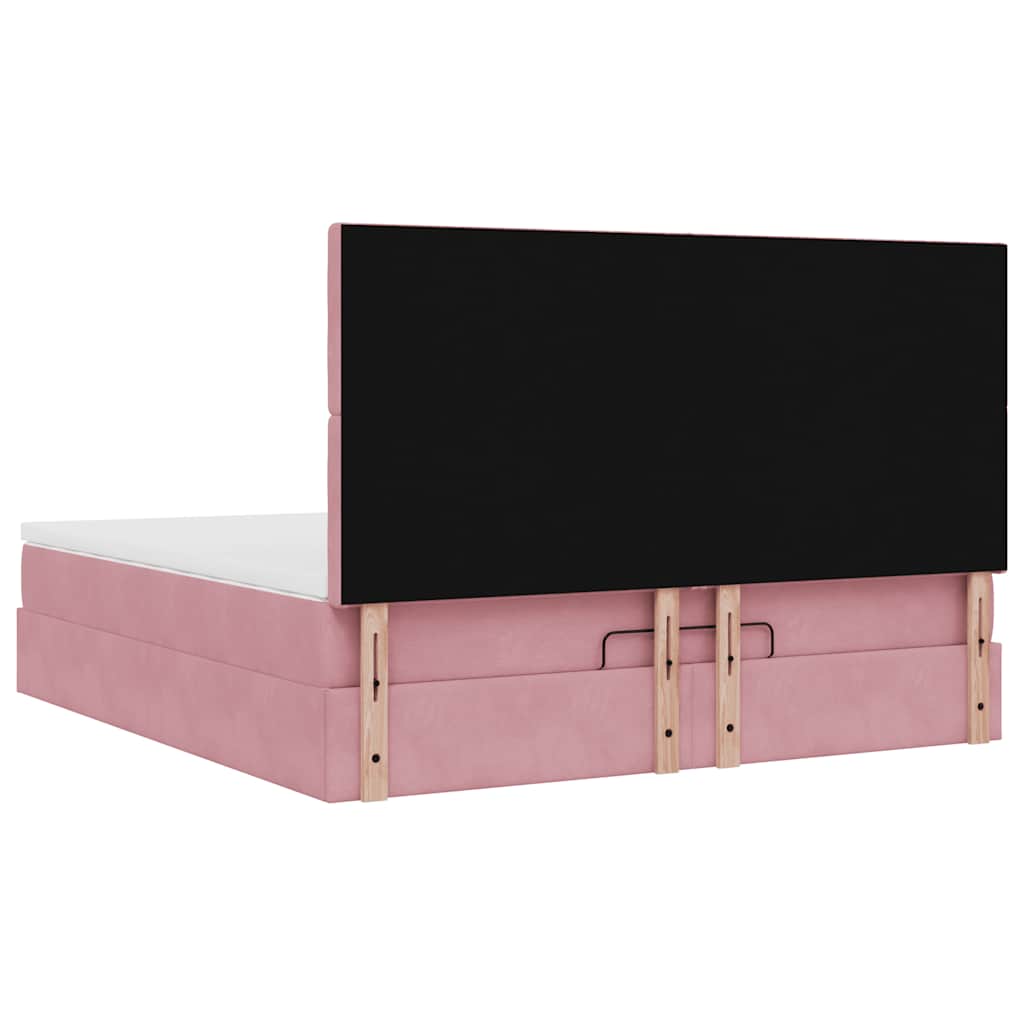 Ottoman bed met matrassen 180x200cm fluweel roze is nu te koop bij PeponiXL, paradijselijk wonen!