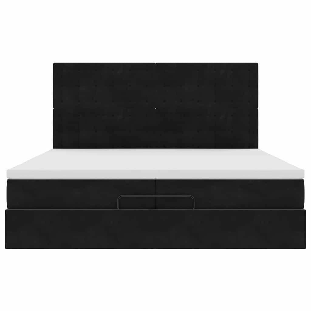 Ottoman bed met matrassen 200x200cm fluweel zwart is nu te koop bij PeponiXL, paradijselijk wonen!