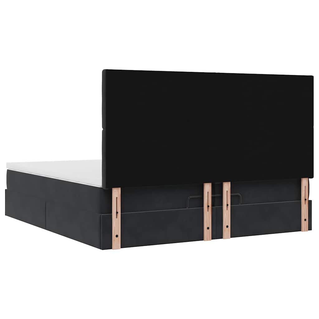 Ottoman bed met matrassen 200x200cm fluweel zwart is nu te koop bij PeponiXL, paradijselijk wonen!