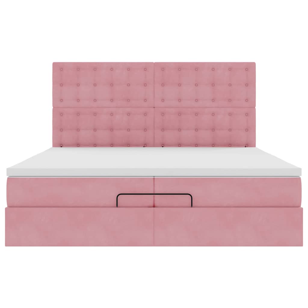 Ottoman bed met matrassen 200x200cm fluweel roze is nu te koop bij PeponiXL, paradijselijk wonen!