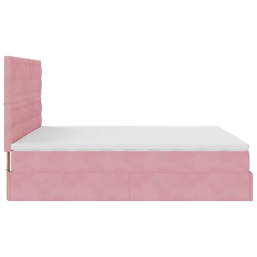 Ottoman bed met matrassen 200x200cm fluweel roze is nu te koop bij PeponiXL, paradijselijk wonen!