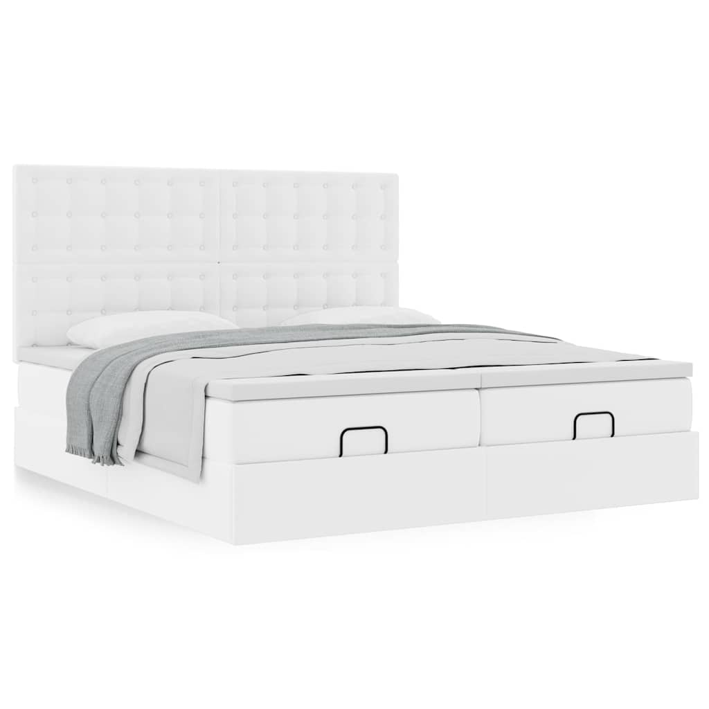 Ottoman bed met matrassen 180x200cm kunstleer zuiver wit is nu te koop bij PeponiXL, paradijselijk wonen!