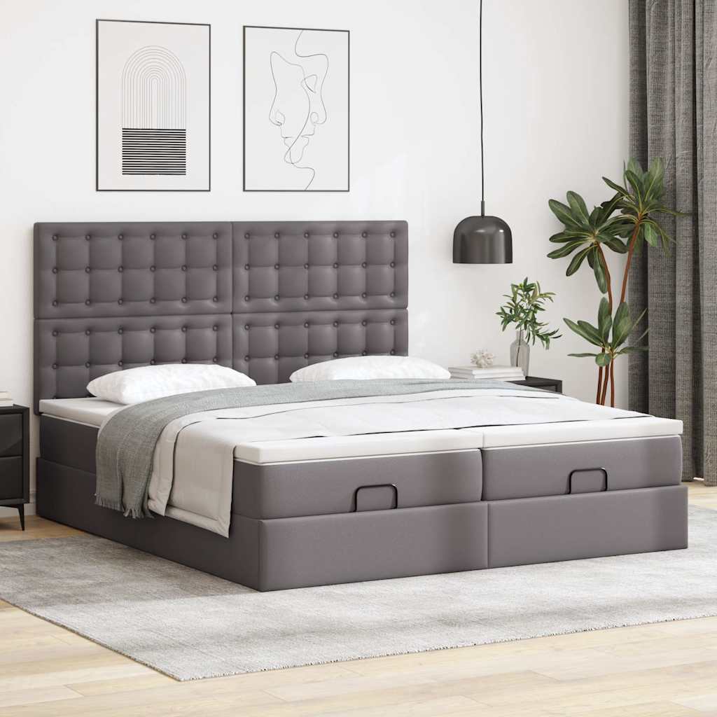 Ottoman bed met matrassen 180x200cm kunstleer grijs is nu te koop bij PeponiXL, paradijselijk wonen!