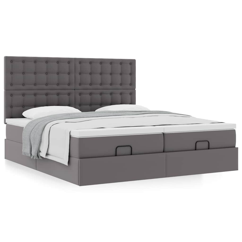 Ottoman bed met matrassen 180x200cm kunstleer grijs is nu te koop bij PeponiXL, paradijselijk wonen!