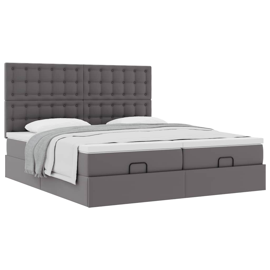 Ottoman bed met matrassen 180x200cm kunstleer grijs is nu te koop bij PeponiXL, paradijselijk wonen!