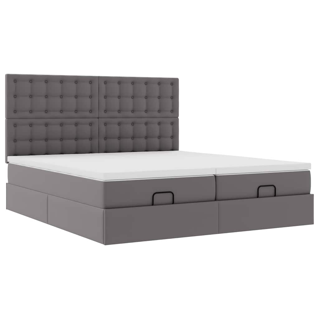Ottoman bed met matrassen 180x200cm kunstleer grijs is nu te koop bij PeponiXL, paradijselijk wonen!