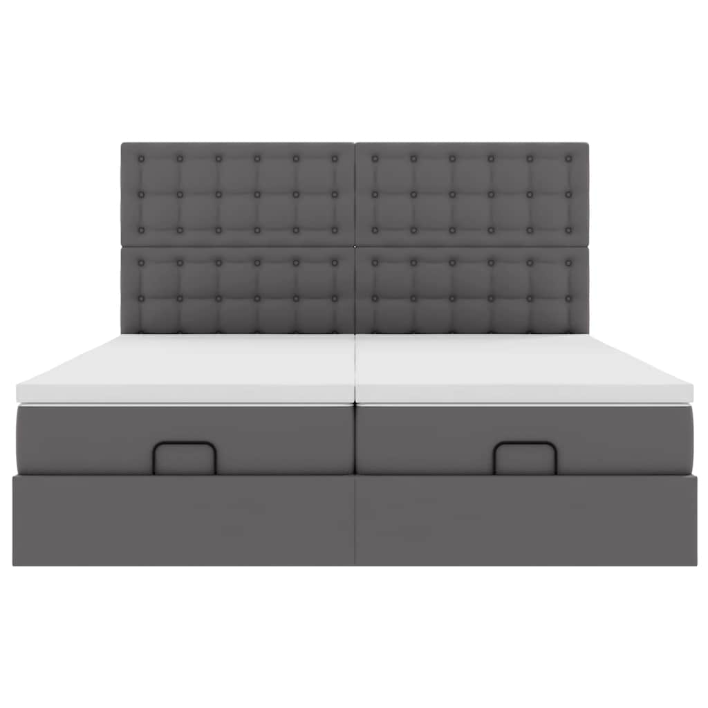 Ottoman bed met matrassen 180x200cm kunstleer grijs is nu te koop bij PeponiXL, paradijselijk wonen!