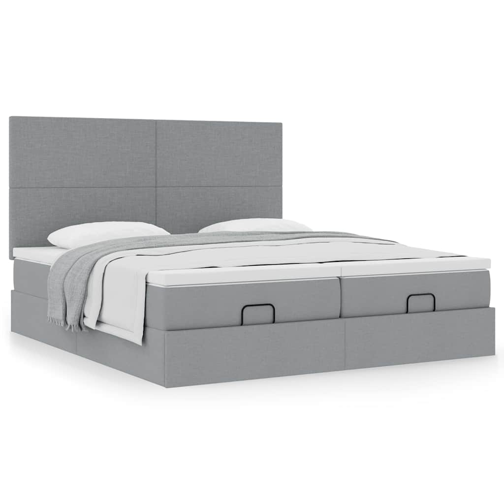 Ottoman bed met matrassen 160x200cm stof lichtgrijs is nu te koop bij PeponiXL, paradijselijk wonen!