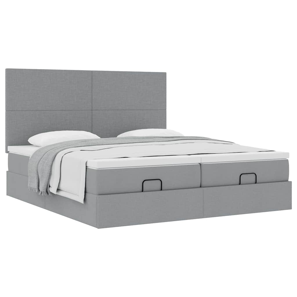 Ottoman bed met matrassen 160x200cm stof lichtgrijs is nu te koop bij PeponiXL, paradijselijk wonen!