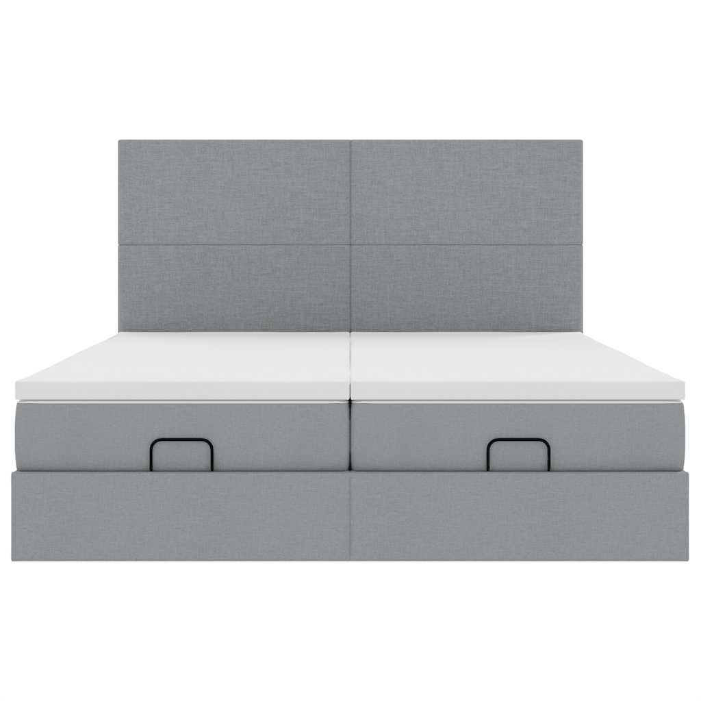 Ottoman bed met matrassen 160x200cm stof lichtgrijs is nu te koop bij PeponiXL, paradijselijk wonen!