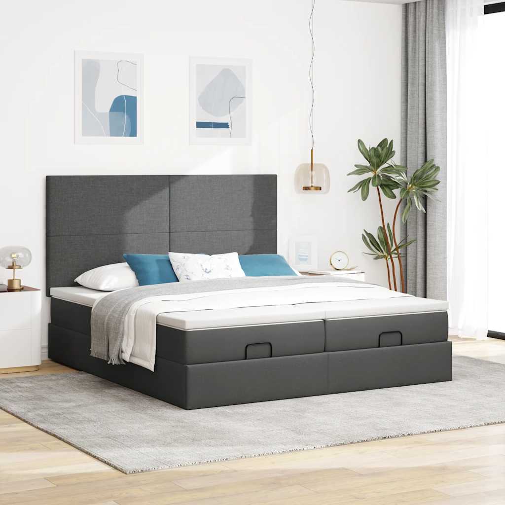 Ottoman bed met matrassen 160x200cm stof donkergrijs is nu te koop bij PeponiXL, paradijselijk wonen!