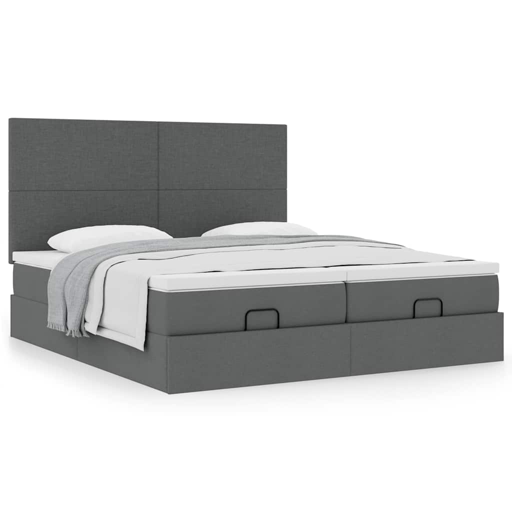 Ottoman bed met matrassen 160x200cm stof donkergrijs is nu te koop bij PeponiXL, paradijselijk wonen!