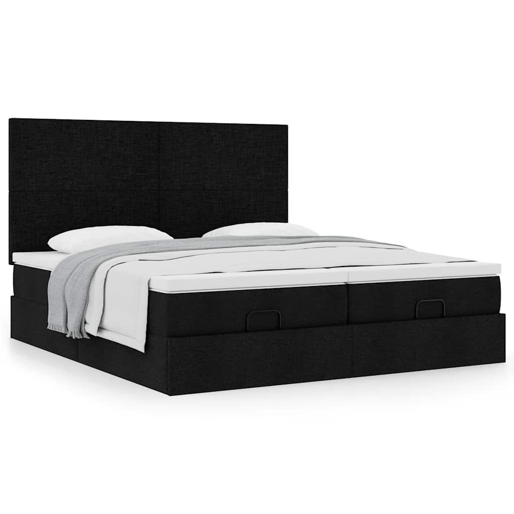Ottoman bed met matrassen 160x200cm stof zwart is nu te koop bij PeponiXL, paradijselijk wonen!