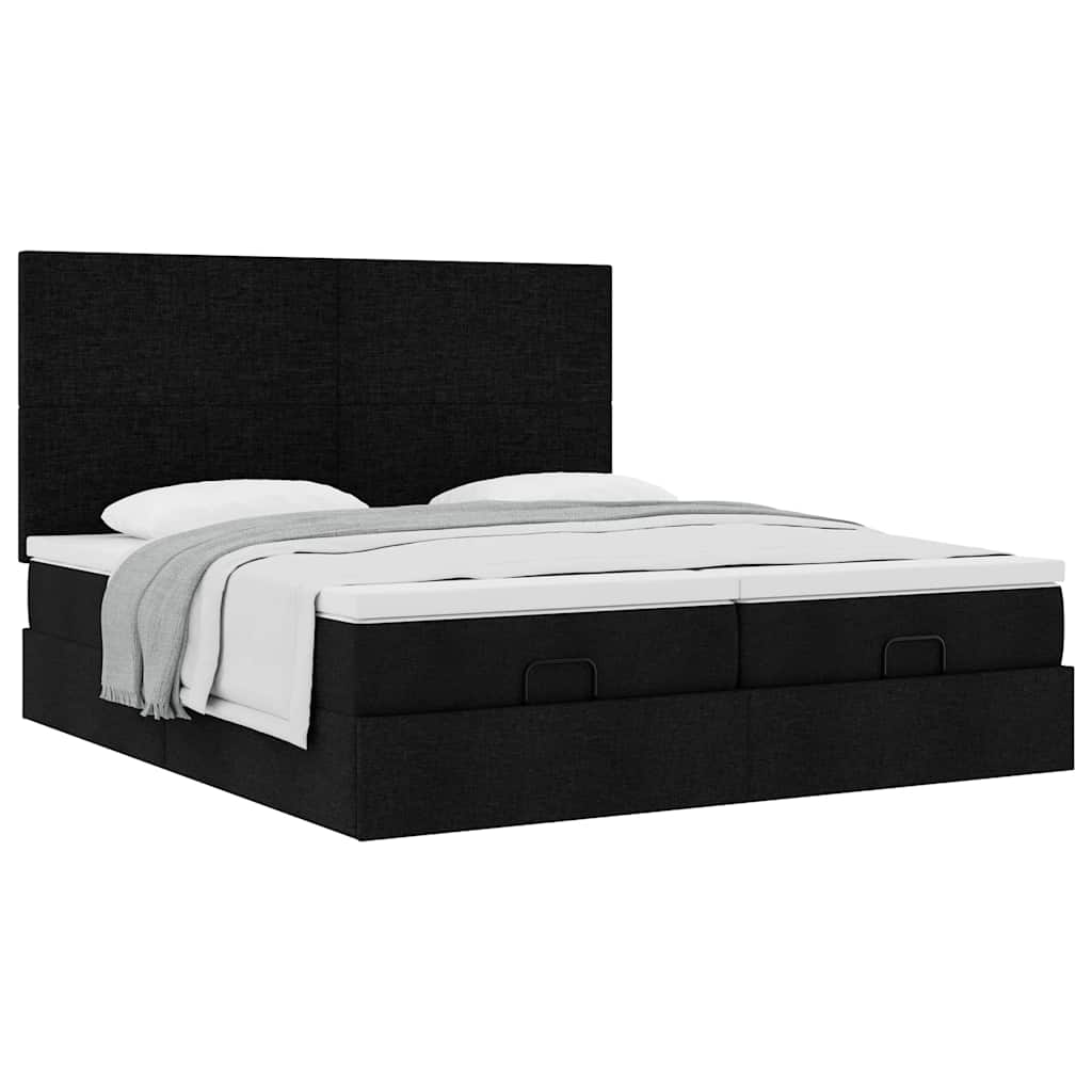 Ottoman bed met matrassen 160x200cm stof zwart is nu te koop bij PeponiXL, paradijselijk wonen!